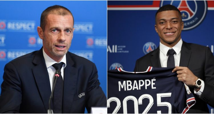 Aleksander Ceferin y Kylian Mbappé