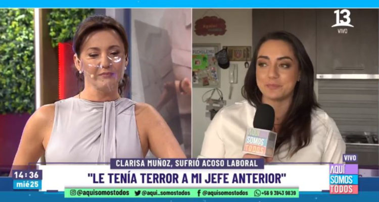 La periodista Clarisa Muñoz contando su historia en Aquí Somos Todos.