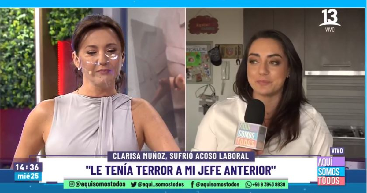 La periodista Clarisa Muñoz contando su historia en Aquí Somos Todos.