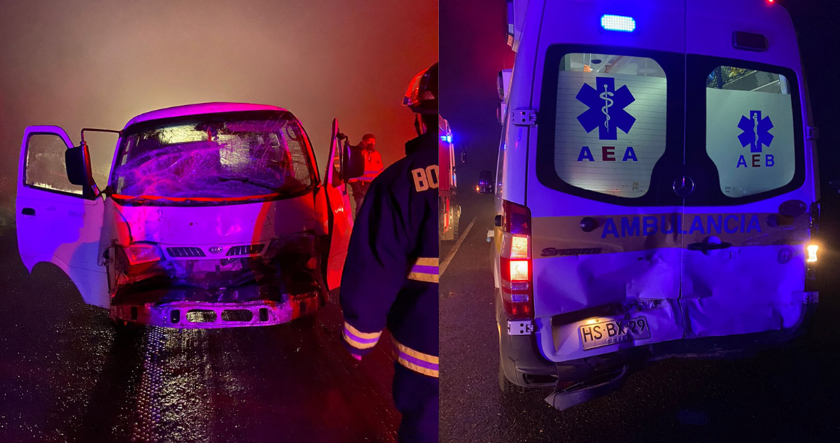 Colisión entre ambulancia y furgón en Valdivia