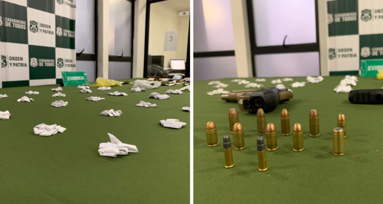 Operativo en Los Ángeles incauta 500 dosis de pasta base, municiones y armas de fuego