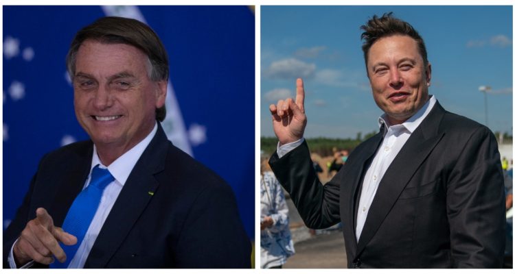 Composición de fotos de Jair Bolsonaro y Elon Musk.