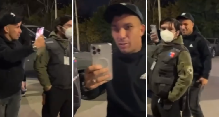 Gary Medel increpando a trabajadores de la Seremi de Salud.