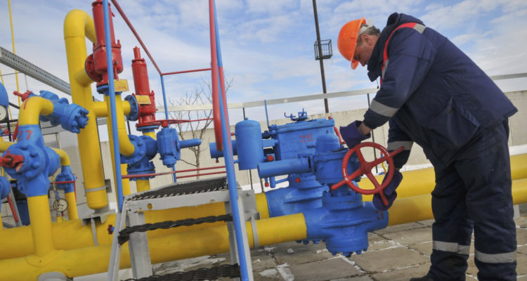 Una planta de tránsito de gas ruso en Ucrania.