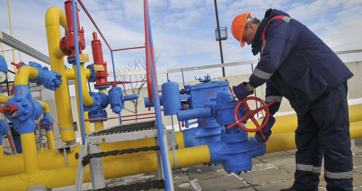 Una planta de tránsito de gas ruso en Ucrania.