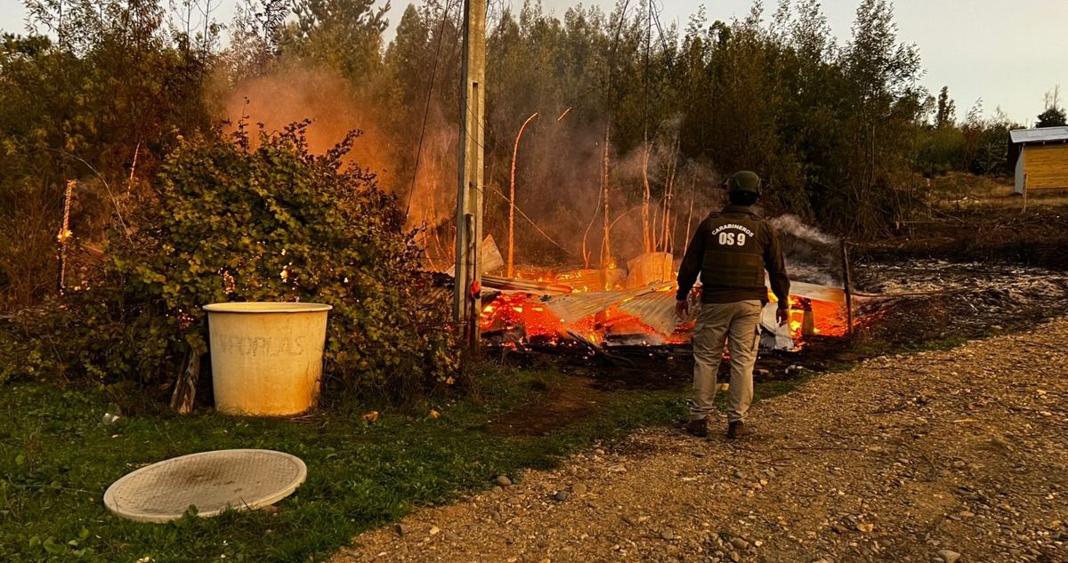 Incendio de casa en Galvarino