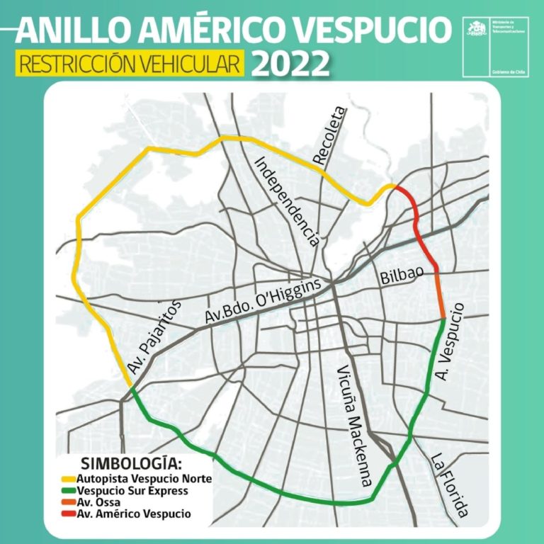 Mapa de la restricción vehicular de Santiago
