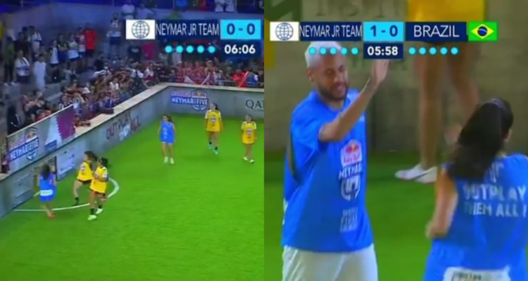 Melissa Bustos, finiquita con una volea el excelente pase de Neymar en Neymar Jr’s Five de Catar