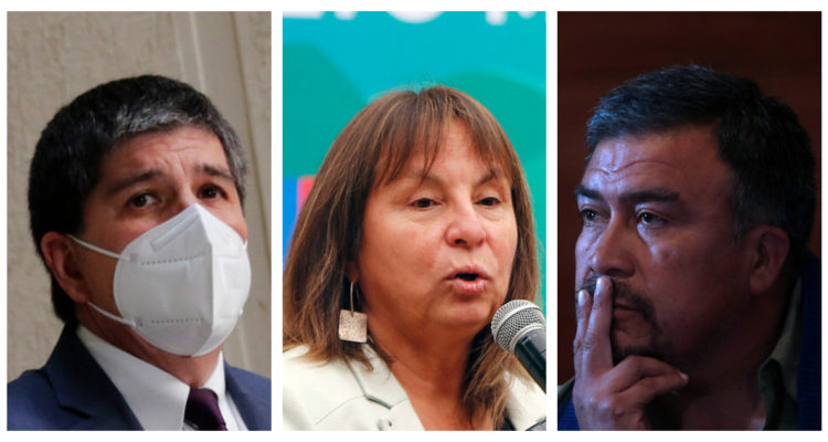 Foto compuesta Manuel Monsalve, Jeanette Vega y Héctor Llaitul