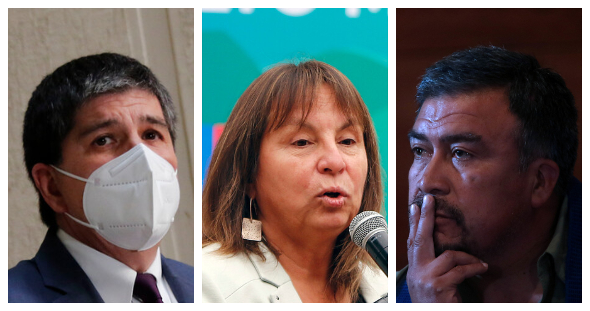 Foto compuesta Manuel Monsalve, Jeanette Vega y Héctor Llaitul
