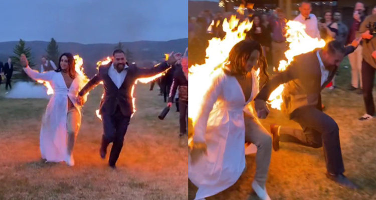 pareja se prende fuego