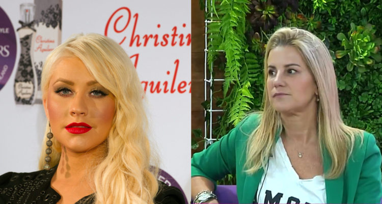 La comunicadora Patricia Larraín y la cantante Cristina Aguilera.