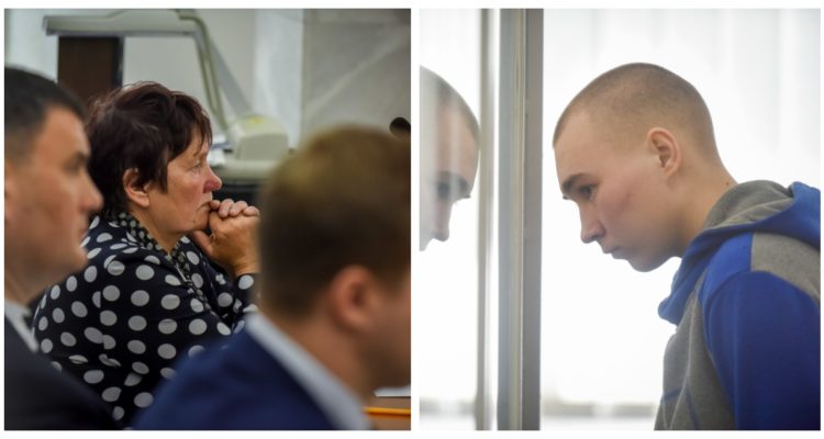 Kateryna Shelipova, la viuda del civil asesinado, y Vadim Shishimarin, el soldado ruso enjuiciado.