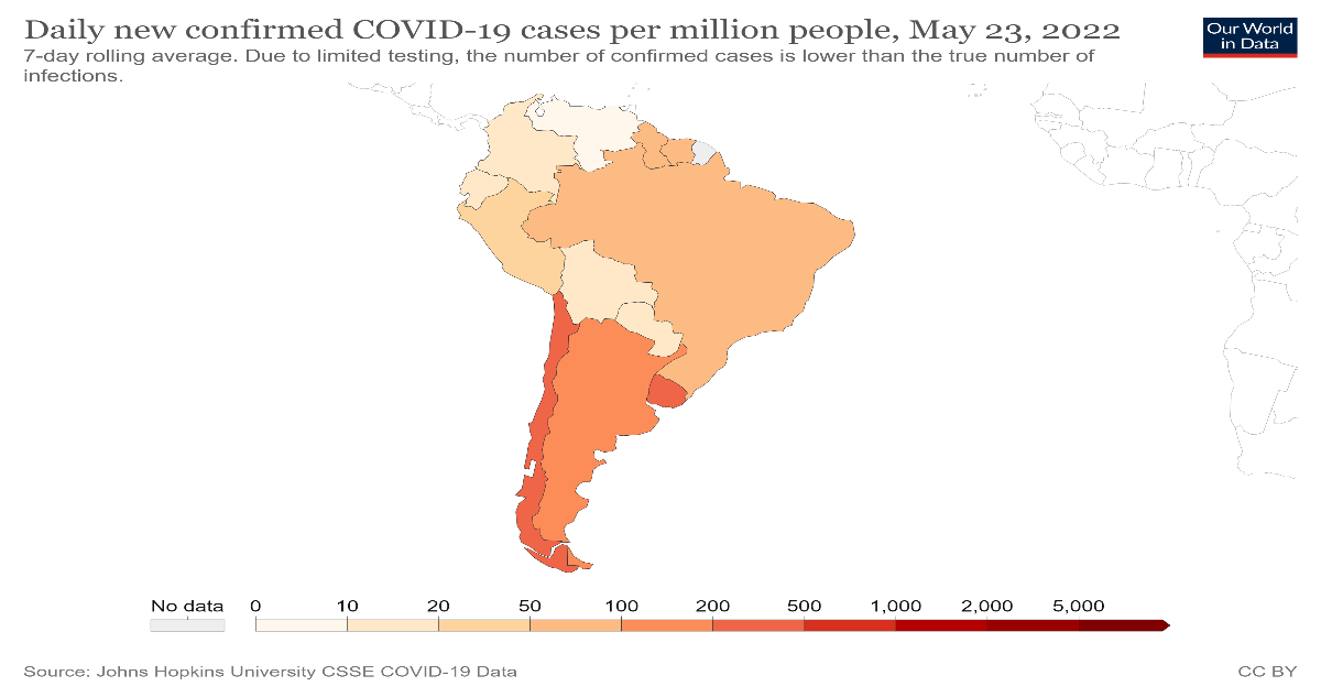 Tasa de incidencia de covid-19 en Chile