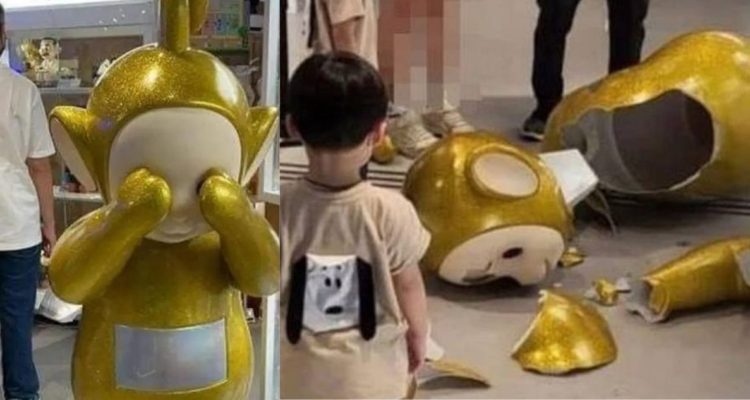 Padre paga millonaria estatua de teletubbie gigante en China
