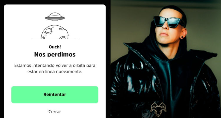 La plataforma de Tenpo caída y con problemas. A su lado, el cantante Daddy Yankee.