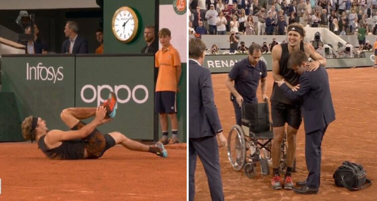 Alexander Zverev se lesionó en semifinales de Roland Garros.
