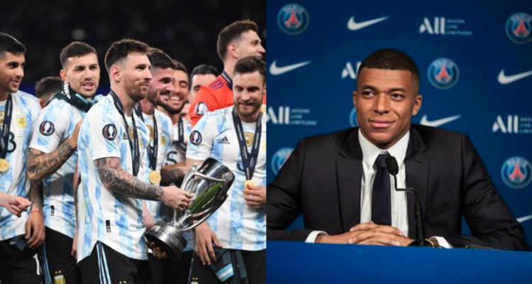 Hinchas argentinos festinaron con Kylian Mbappé, tras obtener la Finalissima, frente a Italia.