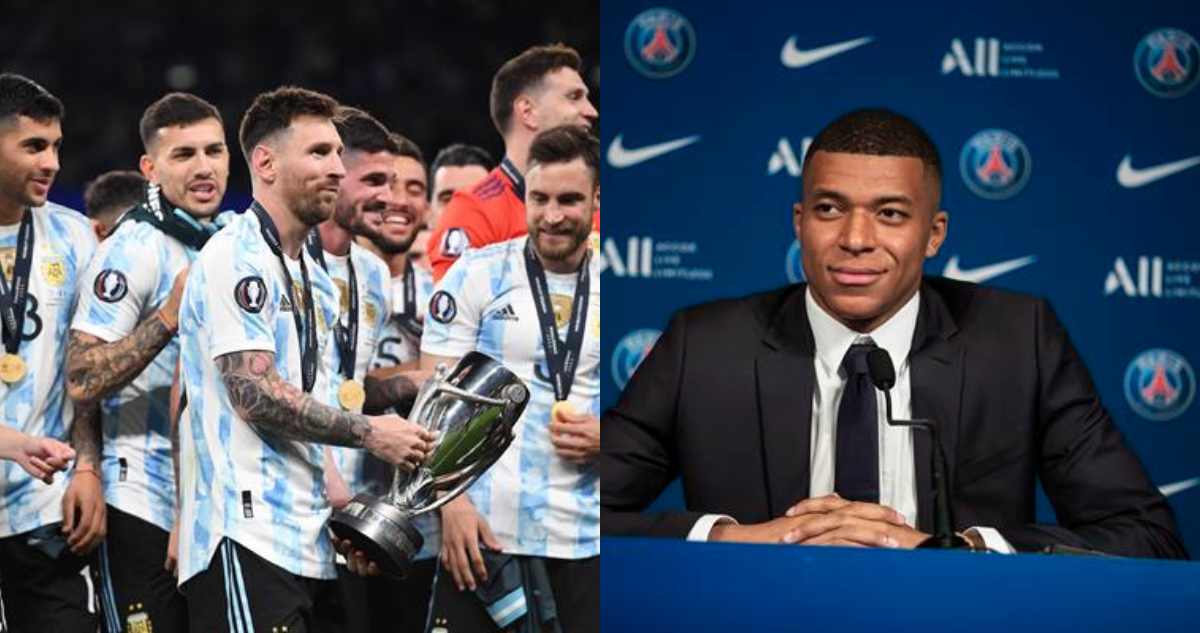 Hinchas argentinos festinaron con Kylian Mbappé, tras obtener la Finalissima, frente a Italia.