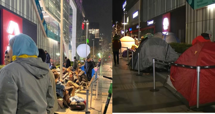 Filas por pollo gratis en Las Condes