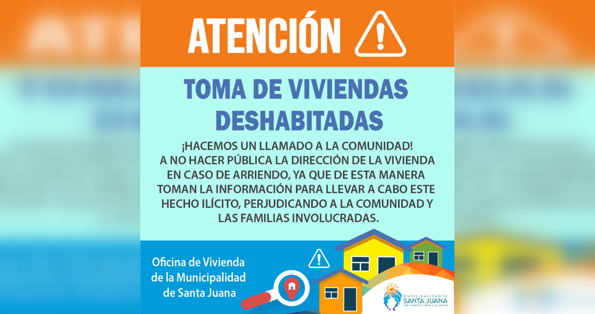 Municipio de Santa Juana pide no dar ubicación de casas en arriendo: inescrupulosos se las están tomando.