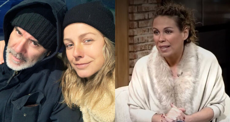 La animadora Claudia Conserva abraza a “Pollo” Valdivia, su esposo mientras sonríen a la cámara. A su lado, su hermana Francesca Conserva hablando en Milf este martes.