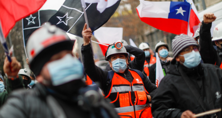 Manifestación de trabajadores del cobre.