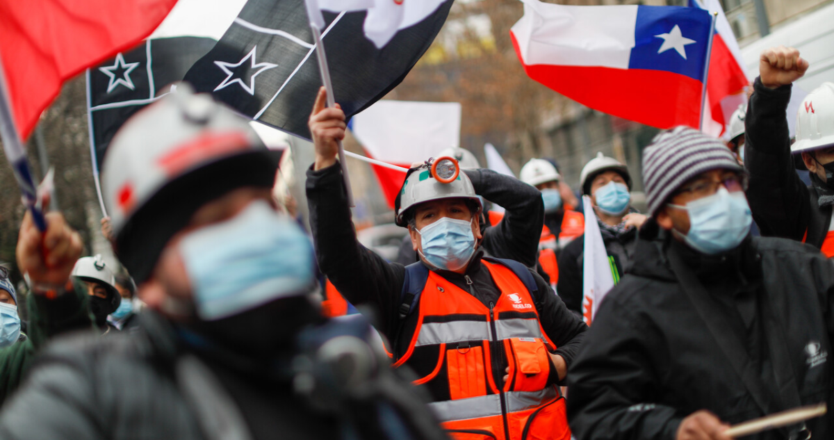 Manifestación de trabajadores del cobre.