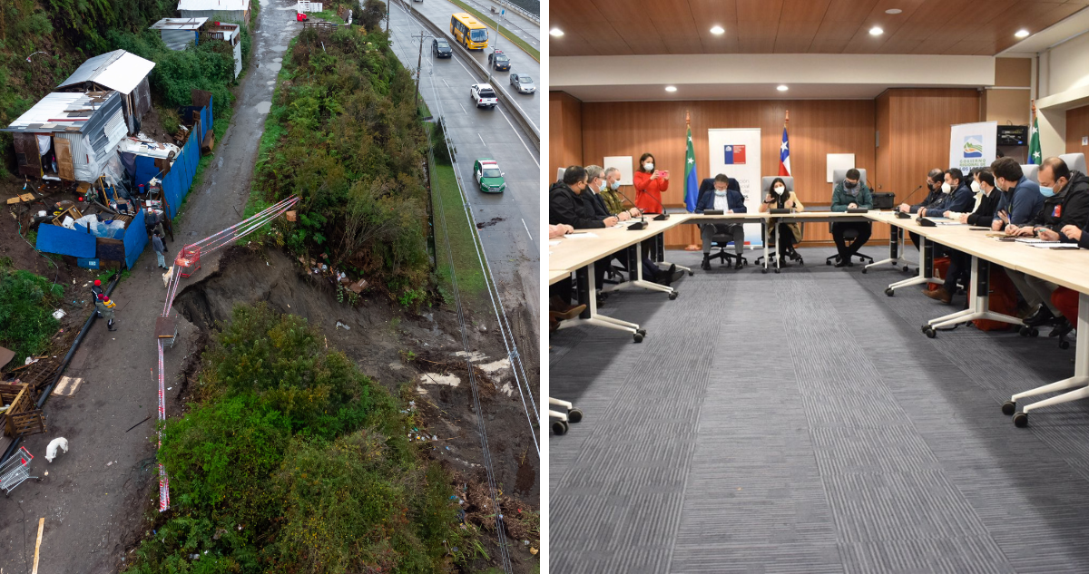 Gobierno coordina desalojo y reubicación de tomas en peligro de deslizamiento en Puerto Montt