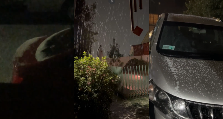 Varias fotos de granizos en Santiago