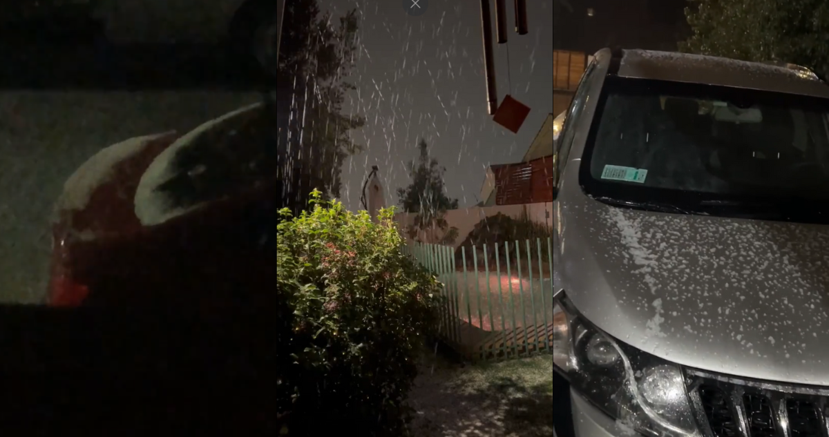 Varias fotos de granizos en Santiago