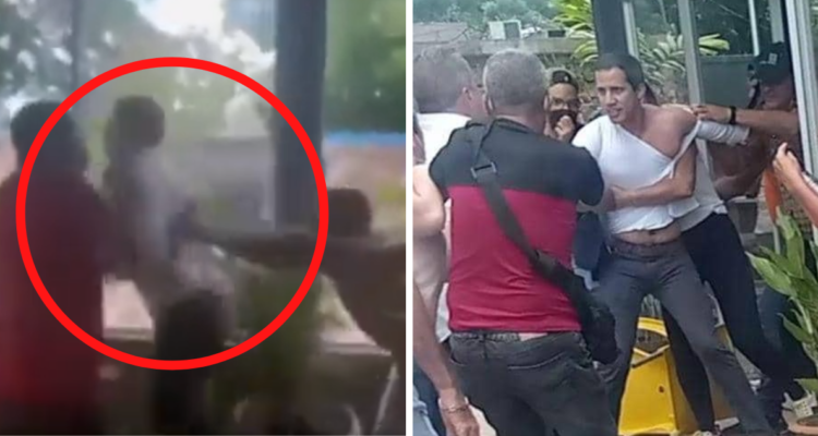 Con empujones e insultos termina Juan guaidó durante una visita al oeste de Venezuela.