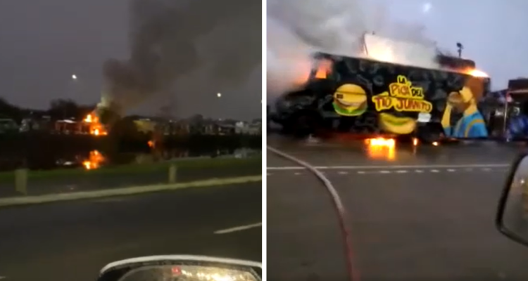 Incendio destruye food truck en sector Brisas del Sol en Talcahuano.
