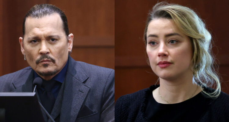Johnny Depp y Amber Heard durante el juicio por difamación.