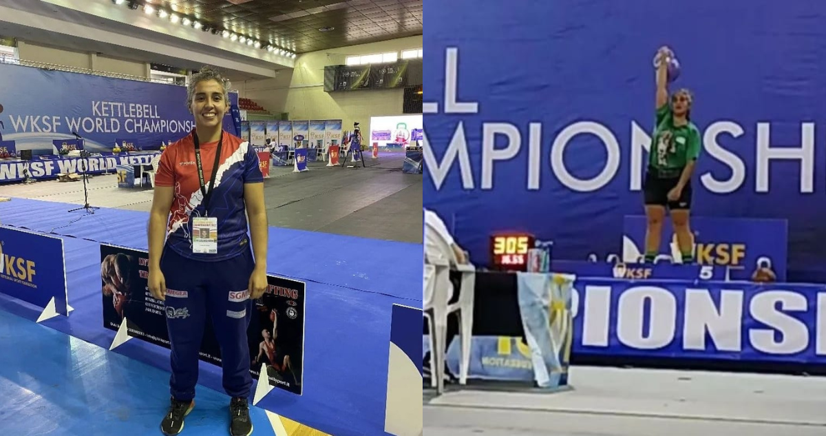 Rocío Muñoz es la flamante campeona mundial de la categoria Jerk 20 kilos, en la Copa Mundial de Portugal.