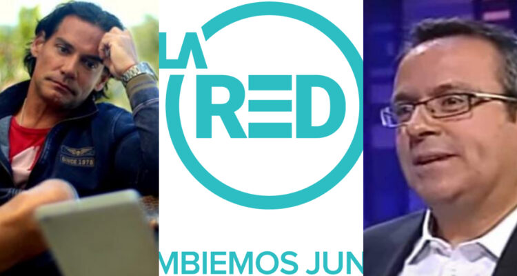 El actor Cristián de la Fuente junto al ícono de La Red y Víctor Gutiérrez.