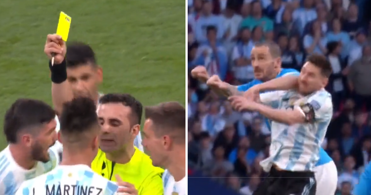 Lionel Messi recibió un feo codazo en la Finalissima.