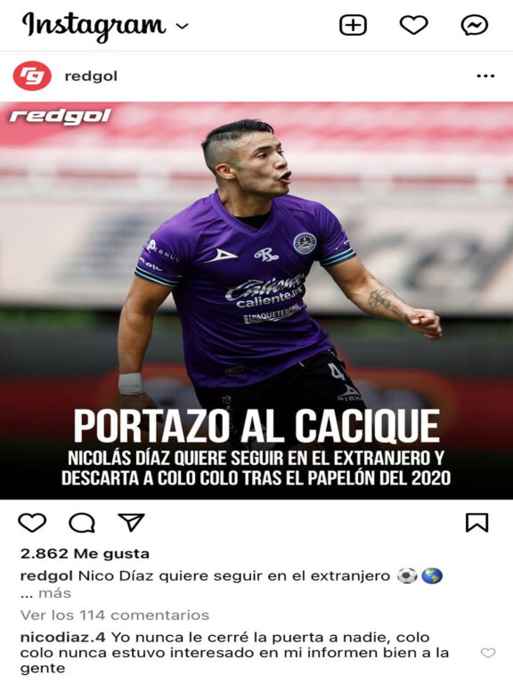 Nicolás Díaz desmintió las vinculaciones con Colo Colo.