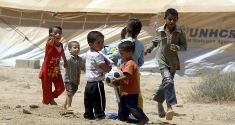 Niños sirios refugiados en Jordania, en el campo de Zaatari.