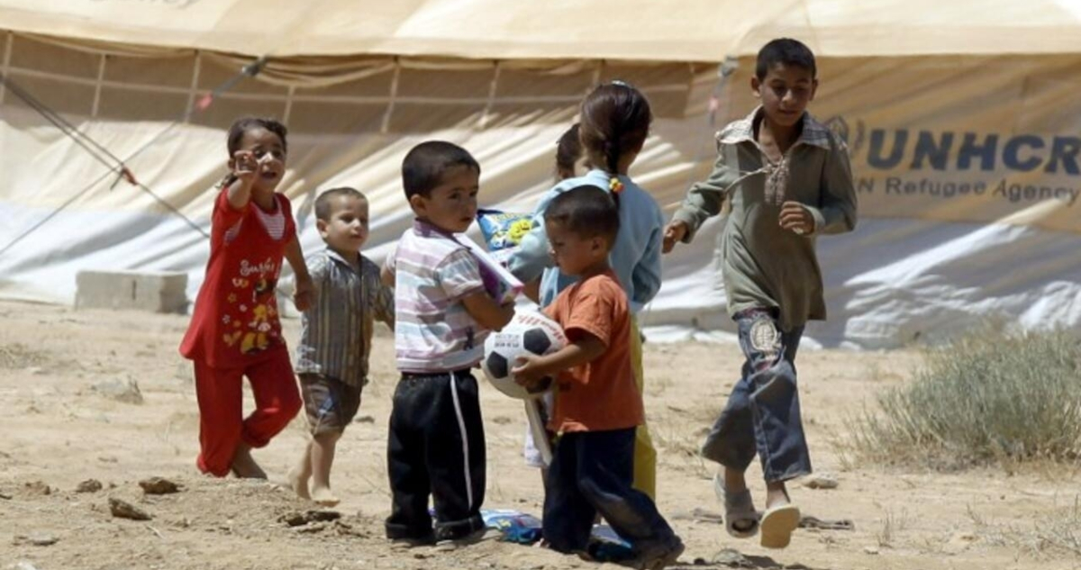 Niños sirios refugiados en Jordania, en el campo de Zaatari.