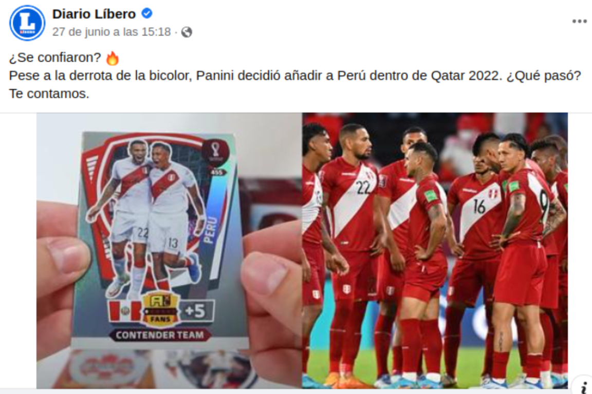 Perú estará en el álbum de Catar 2022.
