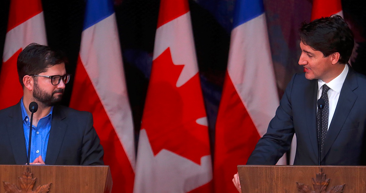 Gabriel Boric en Canadá con Justin Trudeau