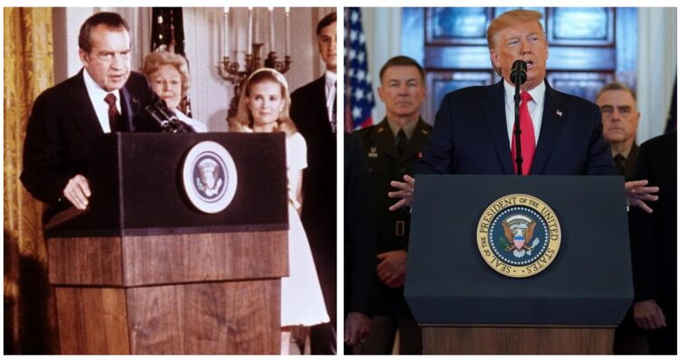 Una fotografía de Richard Nixon y otra de Donald Trump.