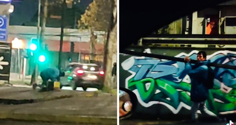 Graban a sujeto robando tubo metálico