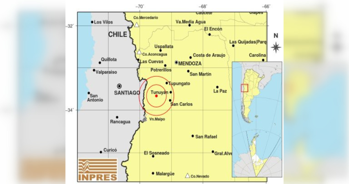 Sismo al sur de Mendoza se percibió en las regiones Metropolitana y de Valparaíso