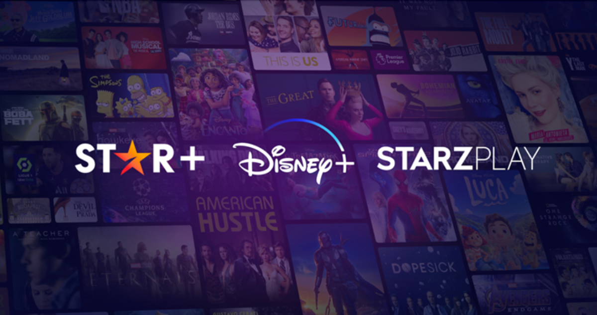Los logos de Star+, Disney+ y Starzplay.