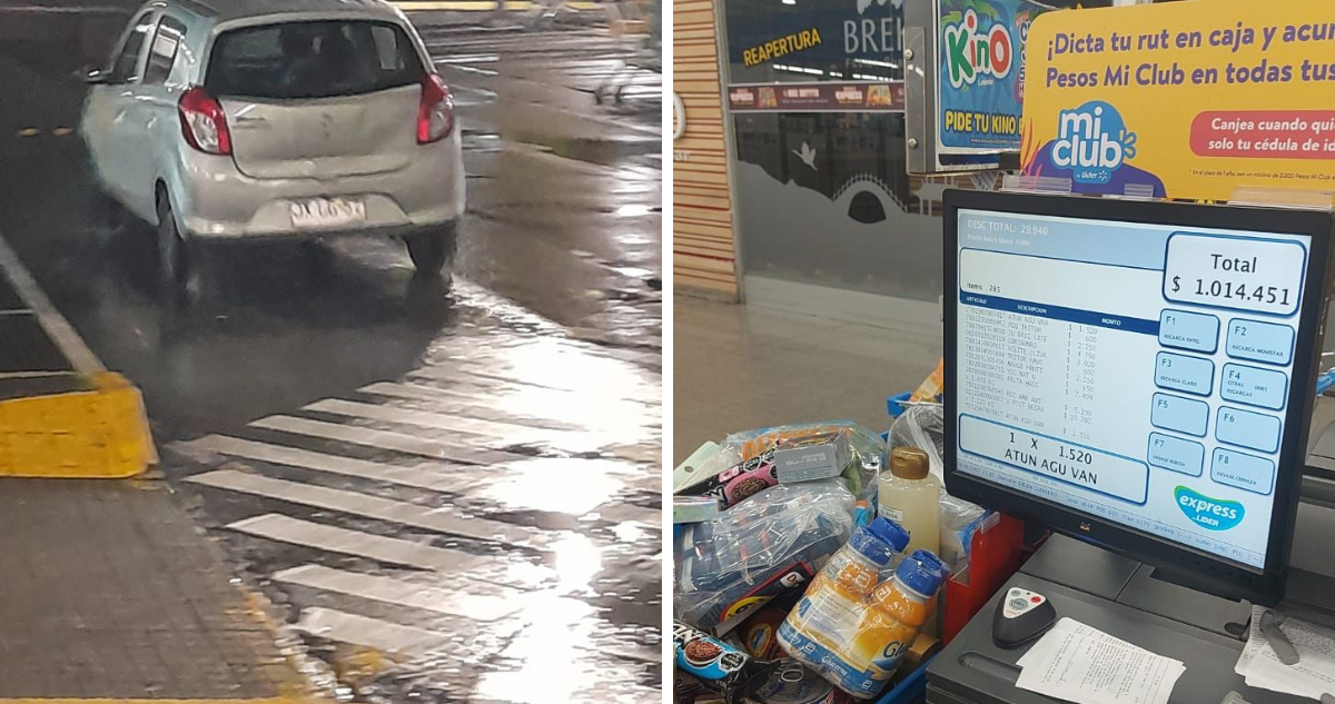 Vehículo y productos en robo frustrado de supermercado