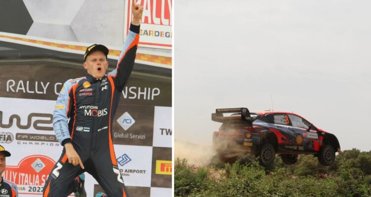 Ott Tänak festejó en el Rally de Italia-Cerdeña del WRC