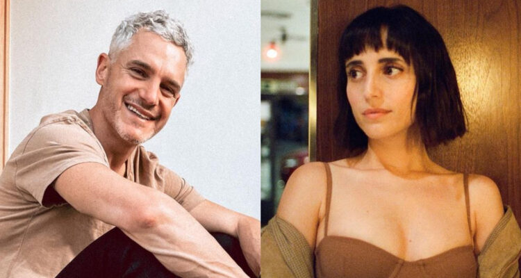 Los actores Camila Hirane y Ricardo Fernández posan para la cámara.