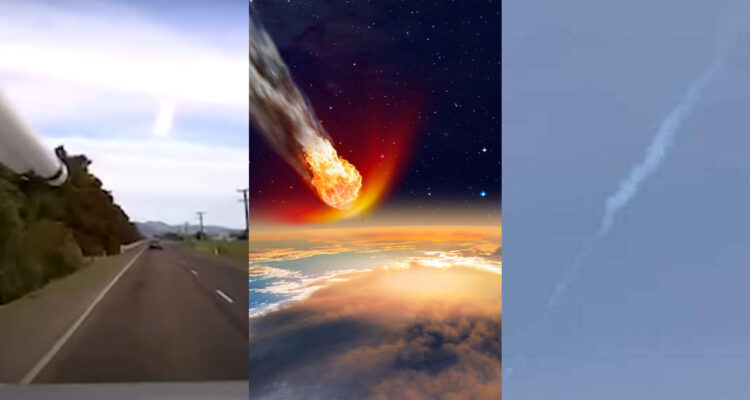 Imágenes de la bola de fuego vista en Nueva Zelanda. A su lado, una imagen del meteorito de la película Don’t Look Up.
